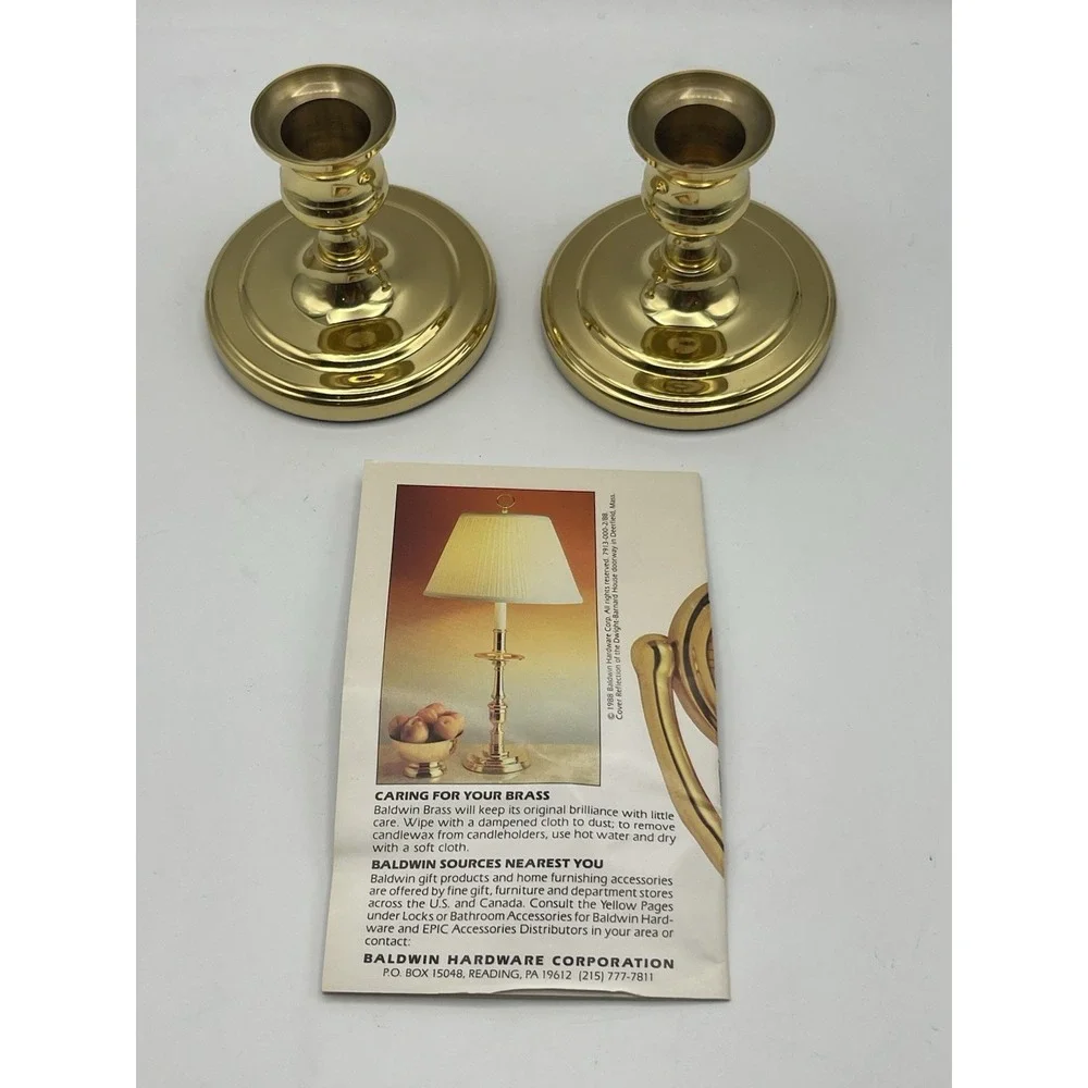 Brass Candlestick Baldwin Classics USA Round Base Solid VTG ‎ 1988 No. 7200